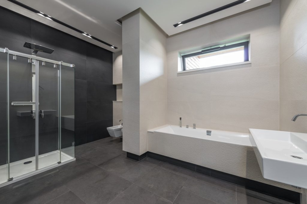 Modern bathroom with shower cabin