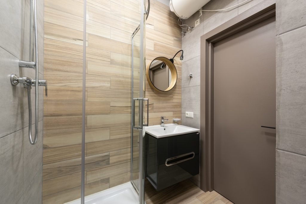 Contemporary bathroom with glass shower